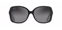 FlightSunglasses Maui Jim Melika 760 Sunglasses- Black Gloss With Silver Temples, Grey Lens