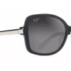 FlightSunglasses Maui Jim Melika 760 Sunglasses- Black Gloss With Silver Temples, Grey Lens