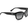 FlightSunglasses Maui Jim Plumeria 768 Sunglasses-Black Gloss With Polarized Neutral Grey Lens Sport