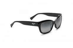 FlightSunglasses Maui Jim Plumeria 768 Sunglasses-Black Gloss With Polarized Neutral Grey Lens Sport