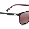FlightSunglasses Maui Jim Wild Coast 756 Sunglasses-Black With Red Interior And Polarized Maui Rose Lens