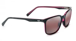 FlightSunglasses Maui Jim Wild Coast 756 Sunglasses-Black With Red Interior And Polarized Maui Rose Lens